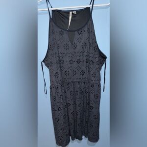 LC Lauren Conrad Charcoal Eyelet Tank Top